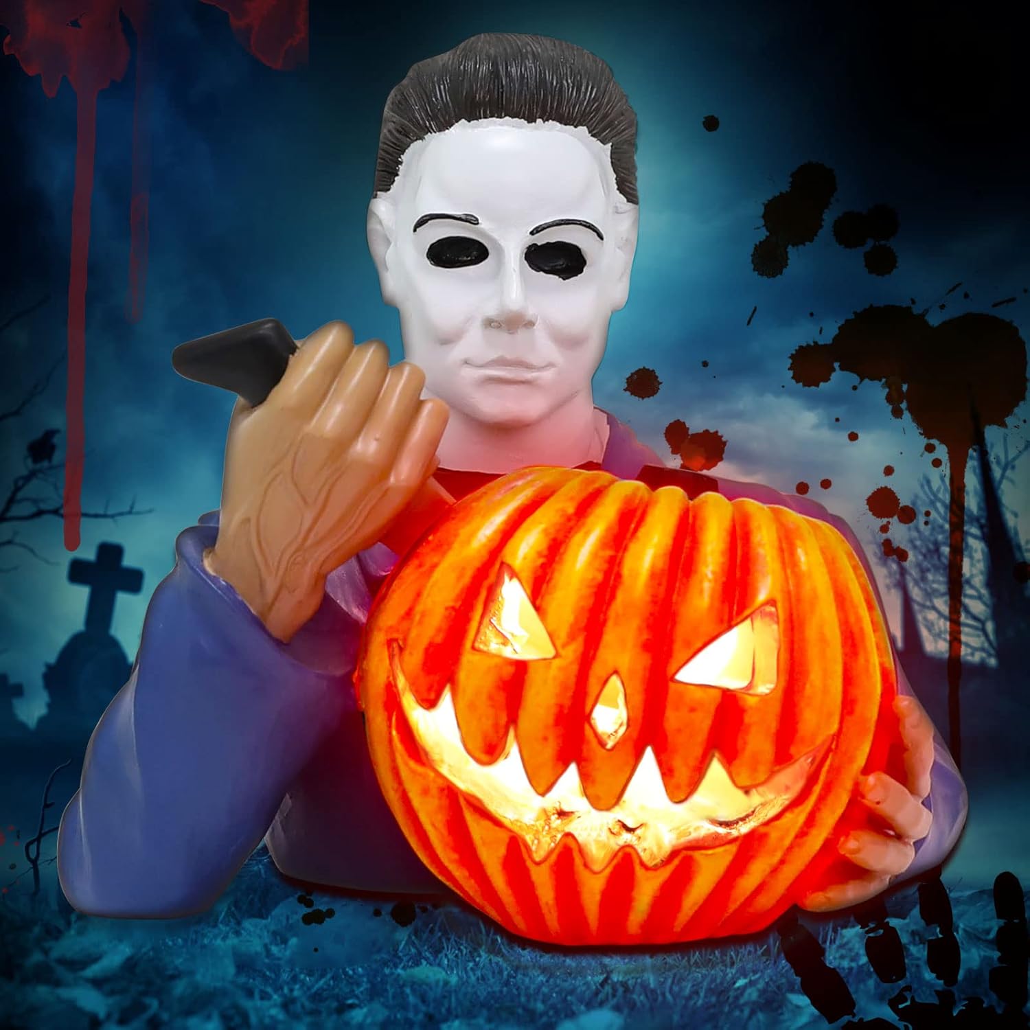 Michael Myers Statue, Light Up Led Horror Movie Figure Decor Halloween Animatronic Decorations, Horror Movie Merchandise for Home Outside Yard Lawn Garden (Michael Myers) - Image 8