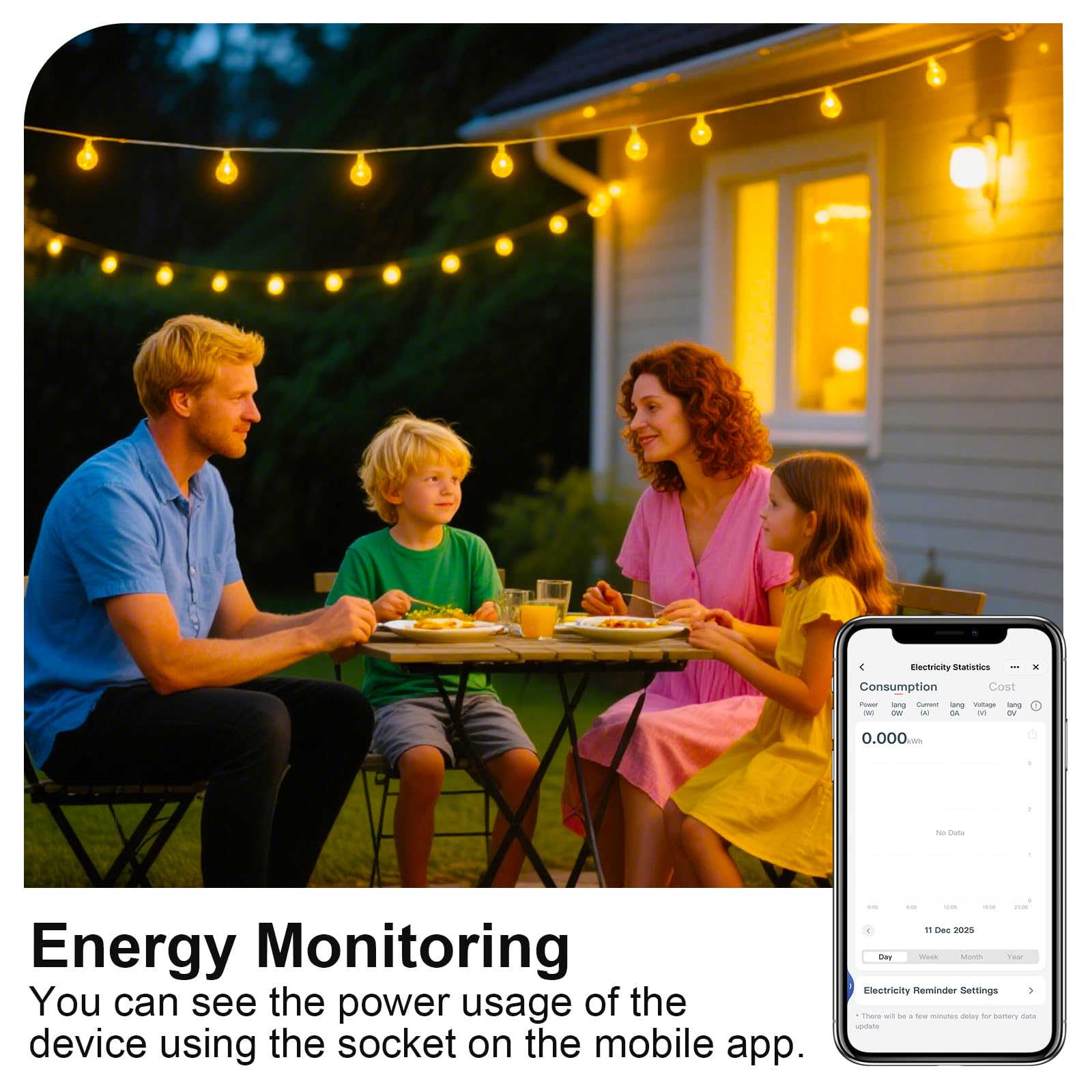 ANTELA Prise Connectée WiFi Extérieure IP54, Mesure de Consommation Électrique, Compatible avec Alexa, Google Home, Smart Life APP, 2.4GHz, 1 Pièce