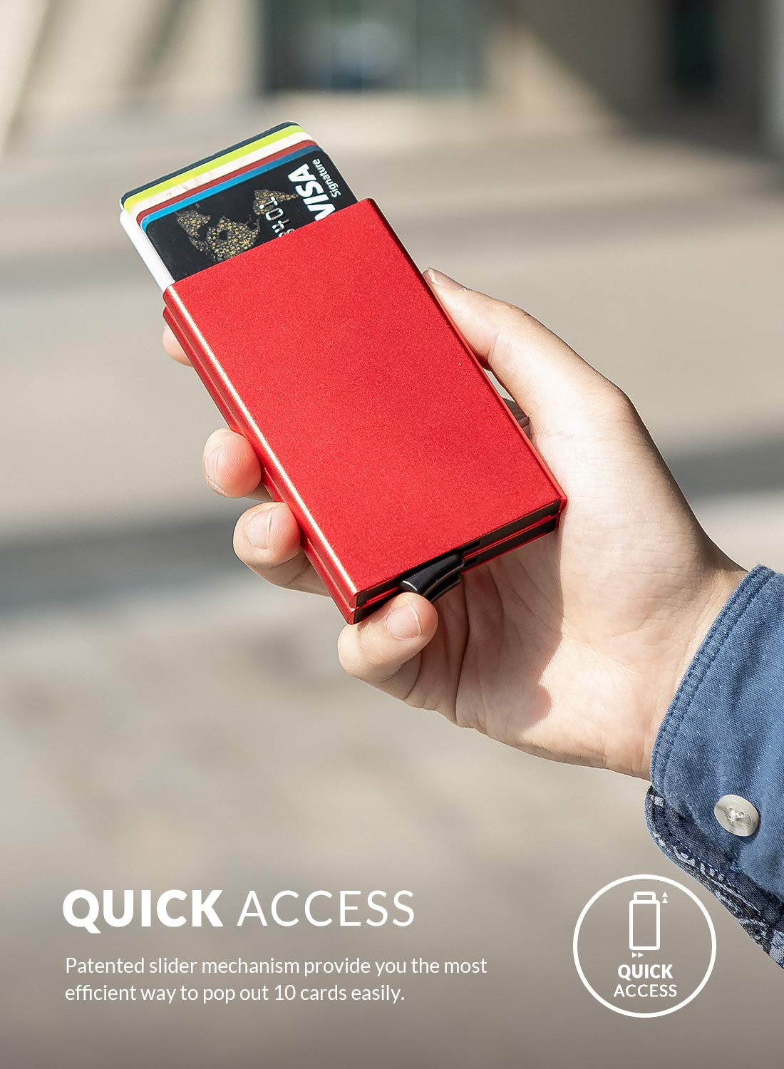 VULKIT Alpha Tarjetero Doble Caja de Metalico RFID Bloqueo Tarjeteros para Tarjetas de Credito Hombre o Mujer hasta 10 Tarjetas