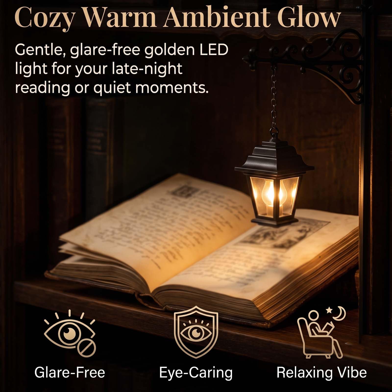 2026 Mini Bookshelf Lamp,Library Lantern-Decorative Bookshelf Lighting, Reading Book Shelf Lamp Lights Between Books For Bookworms Or Study Reading Corner Home Library (3PCS-A)