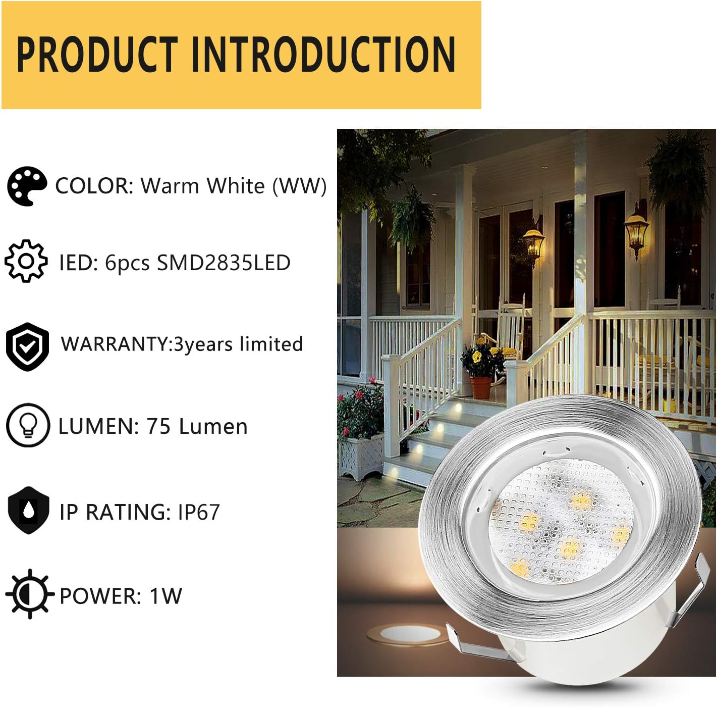 80% оƒƒ Dіѕсоunt QACA Led Deck Lights Outdoor Waterproof Low Voltage Stainless Steel 1W Outdoor Yard Garden Decoration Lamps Landscape Pathway Patio Step Stairs LED In-ground Lights Silver Border(10pcs, Warm White)