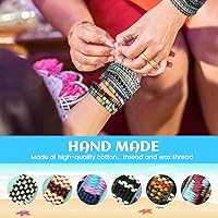 Vista 33 de 18 Pcs Boho Surfer Beach Bracelet Ankle Adjustable Beaded Anklets, Handmade Hippie Braided Bracelets Waterproof, String Rope Ankle Bracelets for Men