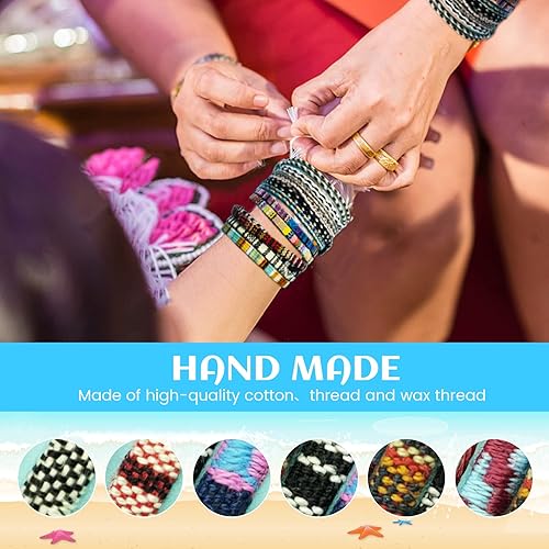 Miniatura 33 de 18 Pcs Boho Surfer Beach Bracelet Ankle Adjustable Beaded Anklets, Handmade Hippie Braided Bracelets Waterproof, String Rope Ankle Bracelets for Men