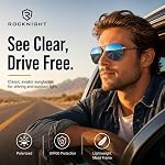 ROCKNIGHT Polarized Aviator Sunglasses for Men Women UV400 Metal Frame Flat Top Driving Outdoor Shades Lightweight 58mm