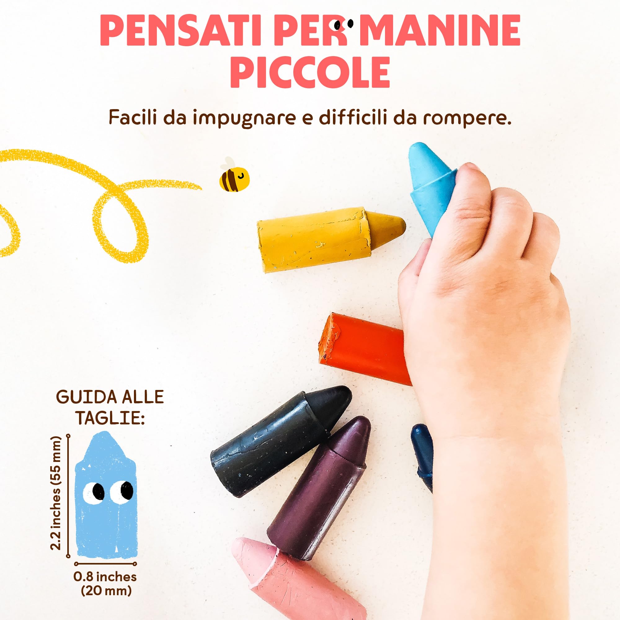 Honeysticks - Pastelli in 100% pura cera d’api (confezione da 12 pezzi). Naturali, atossici e sicuri per tutti i bambini, da 1 anno in su. Fatti a mano in Nuova Zelanda.