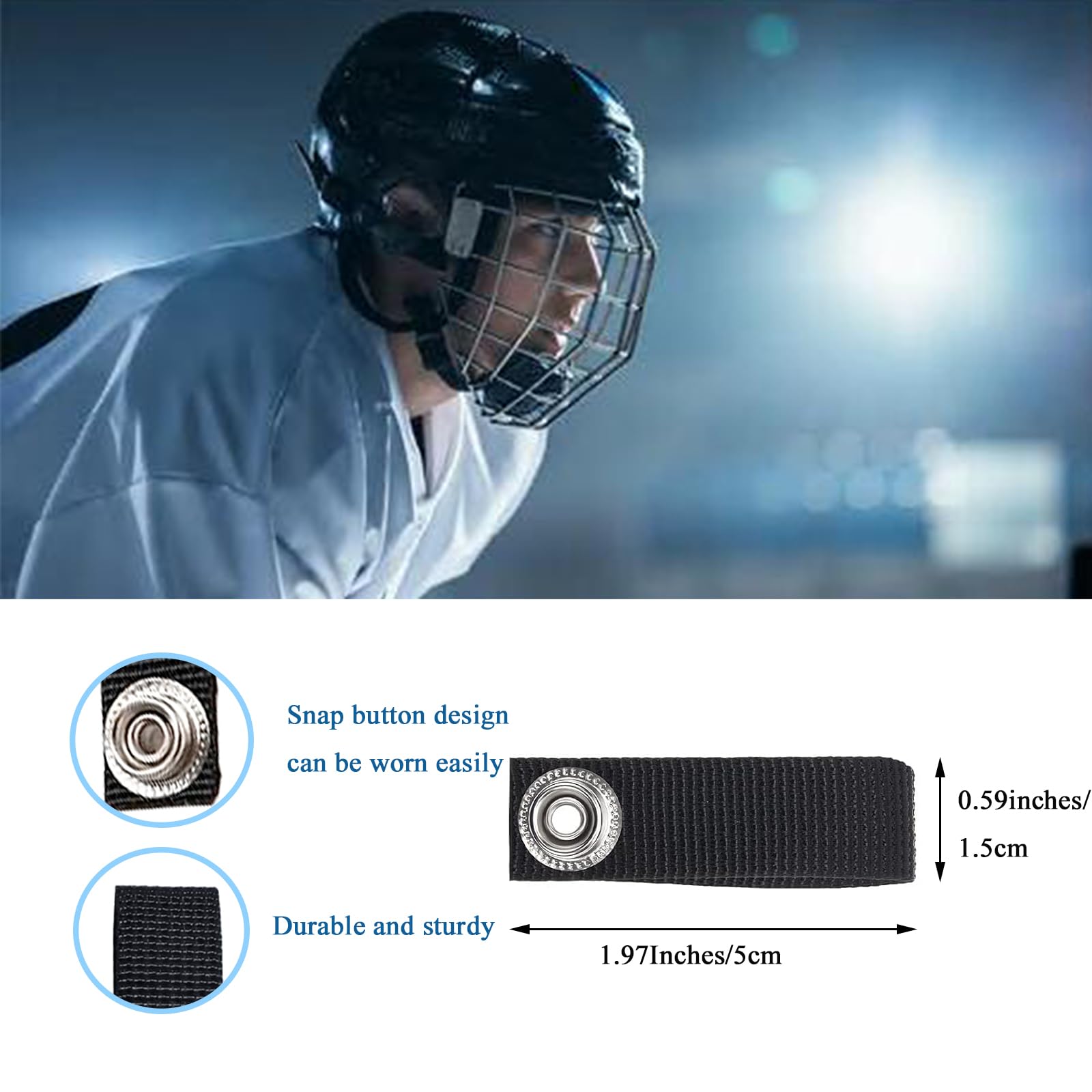 6PCS Hockey Helmet Chin Strap Detachable, Helmet Replacement Strap with Single Snap, Detachable Helmet Loop, Ice Hockey Helmet Replacement Strap, Ear Loops Hockey Helmet Accessory Repair Kit