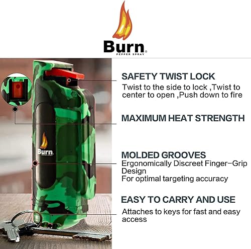 Miniatura 2 de Burn Spray de pimienta para seguridad de autodefensa, espray de pimienta compacto de 1/2 oz para mujeres con llavero, máxima resistencia, grado