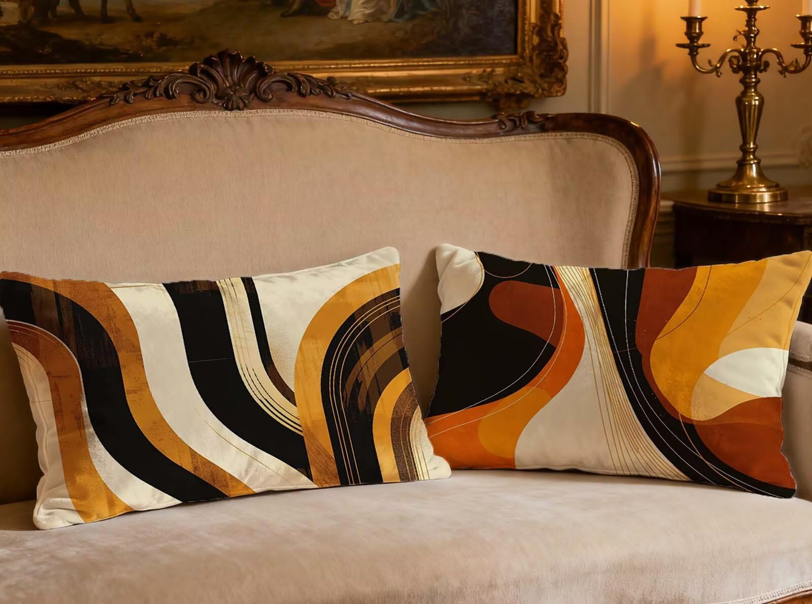 Housse de coussin velours orange 50x70 lot de 2 | Protège et ravive votre canapé