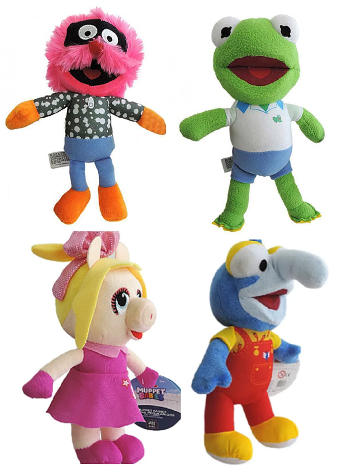 Muppets Plush - Collection of 4 8'' Kermit Piggy Gonzo Animal Set Bundle