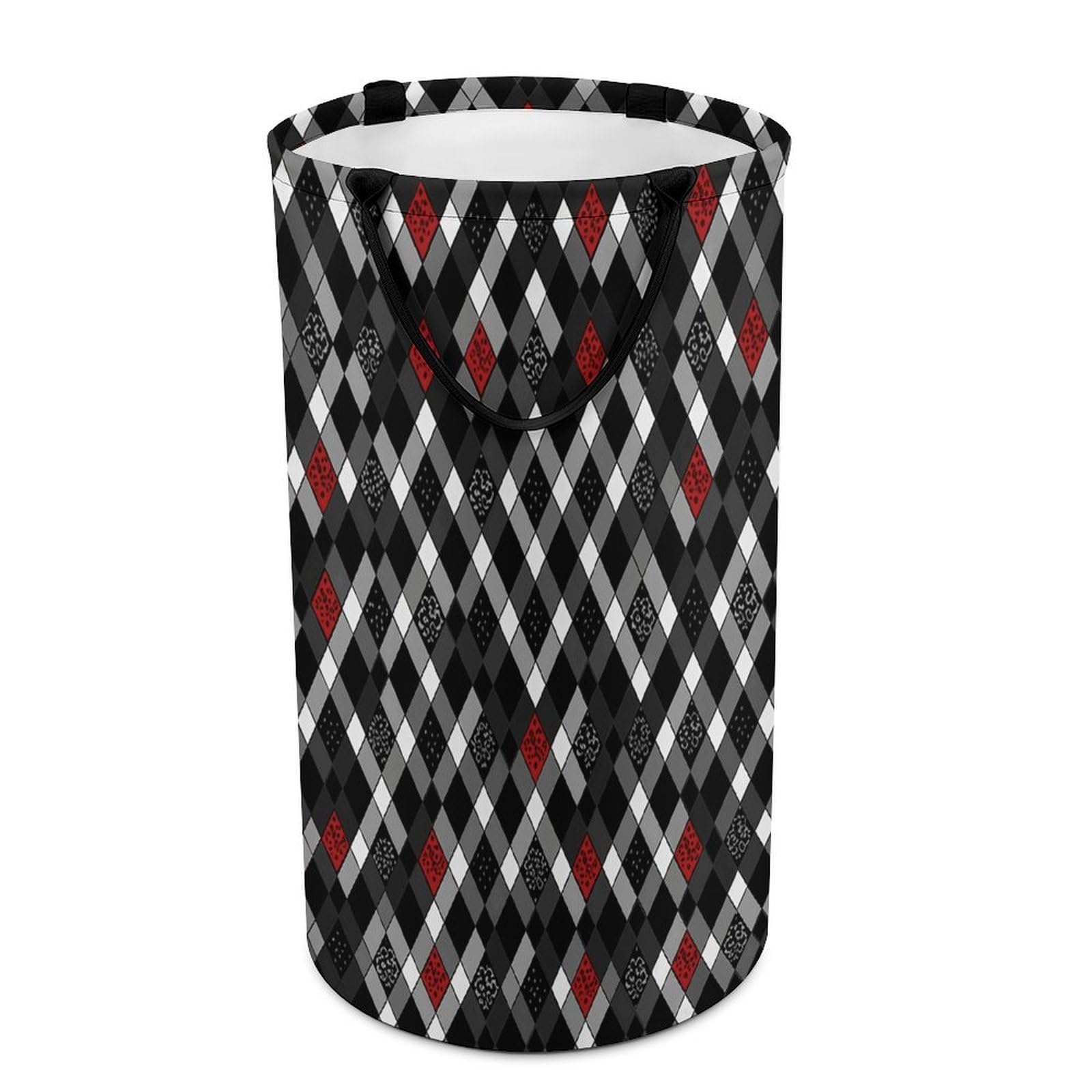 Checkered Rhombus Pattern Laundry Basket Waterproof And Moisture-Proof Storage Bins Collapsible Round Laundry Hamper Perfect for Toys, Clothes And Sundries