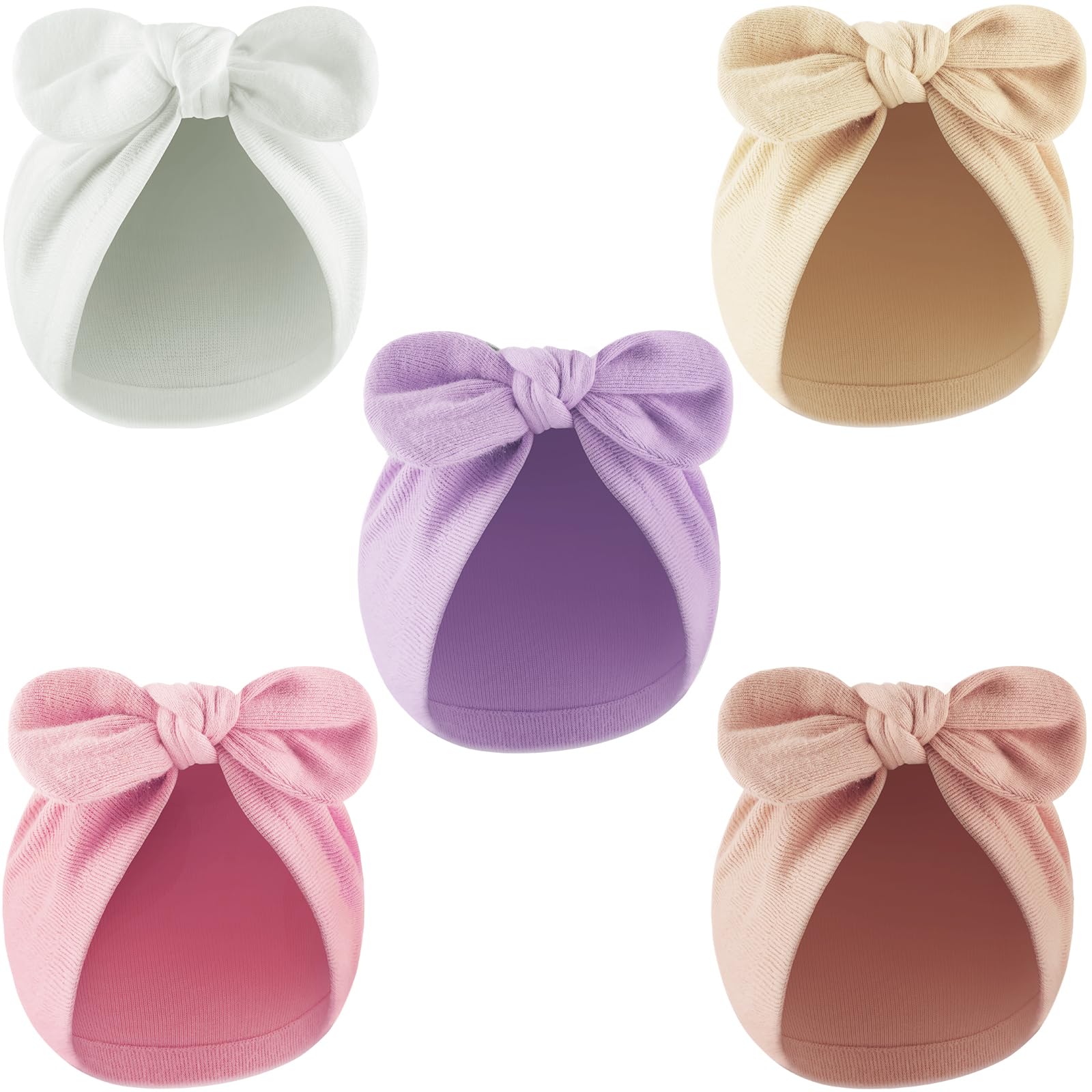 DRESHOW Newborn Baby Bow Knot Turban Hat Hospital Hat Beanie Infant Bow Hats Baby Cotton Hat for Boys Girls 0-12 Months