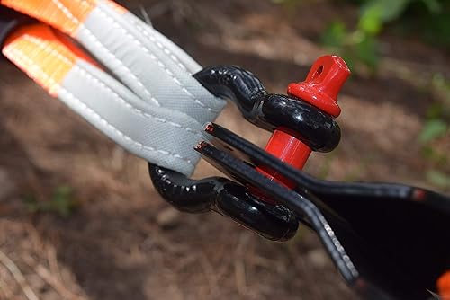 Miniatura 4 de Paquete de 2 grilletes de anillo en D de 58 pulgadas, grillete de acero forjado resistente con capacidad de 3.25 toneladas (58 pulgadas, negro con