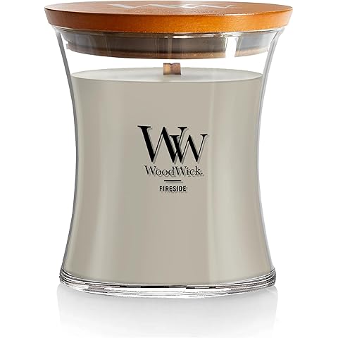 WoodWick Fireside Holiday Candle Gifts for Women and Men, 9.7 oz Medium Hourglass Candle with Crackling Wick