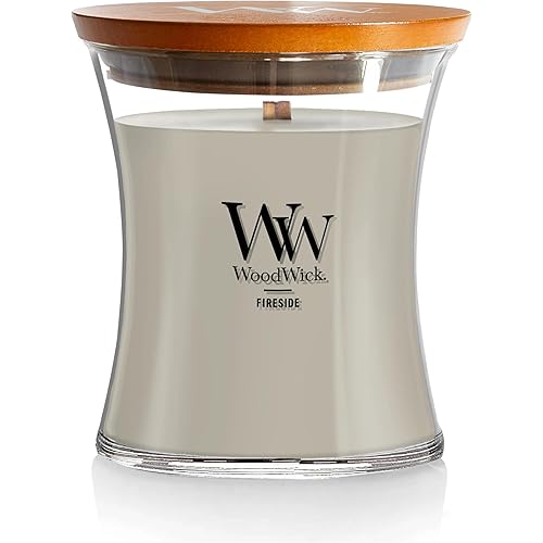 WoodWick Fireside Holiday Candle Gifts for Women and Men, 9.7 oz Medium Hourglass Candle with Crackling Wick