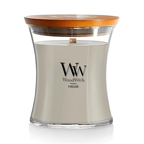 WoodWick Medium Hourglass Candle Fireside Scent Premium Soy Blend Wax Crackles as it Burns Perfect for Gifting 9.7oz - Fireside - Medium Hourglass
