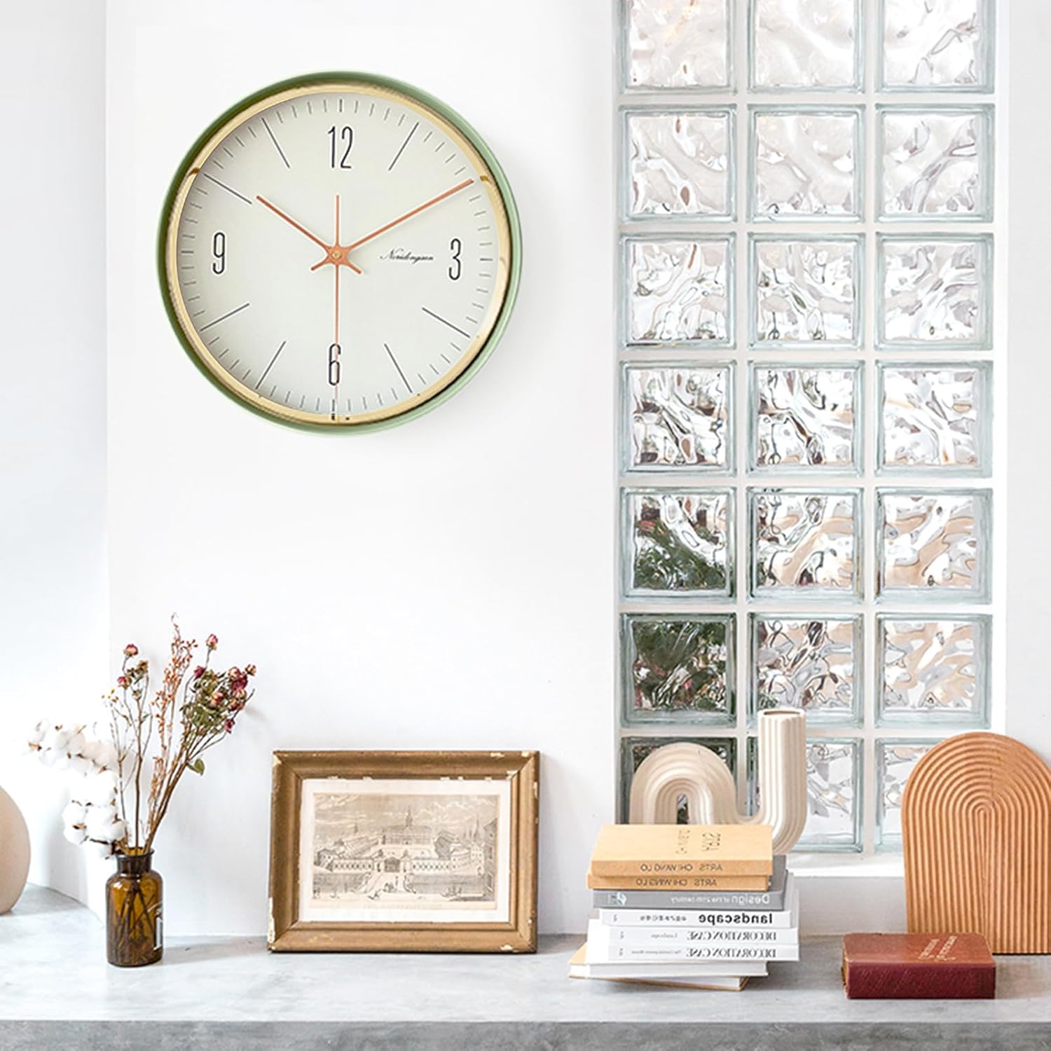 Ergocar Metal Hanging Clock, Modern Static Scanning Mechanical Circular Metal Hanging Clock. Suitable for Living Rooms, Kitchens, and Office