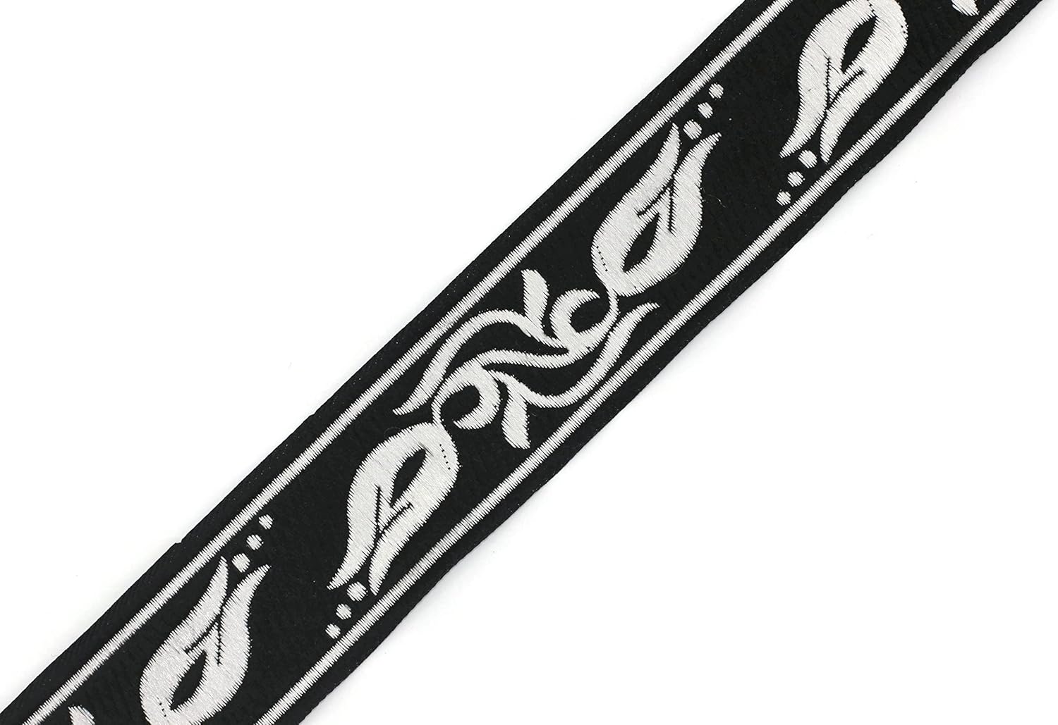 11 Yard Spool 1.37 inches Wide Black Silver Tulips Jacquard Ribbon Woven Trim Embroidered Upholstery Fabric Home Decoration Embellishment Homecoming Supplies Lace Vintage 35072