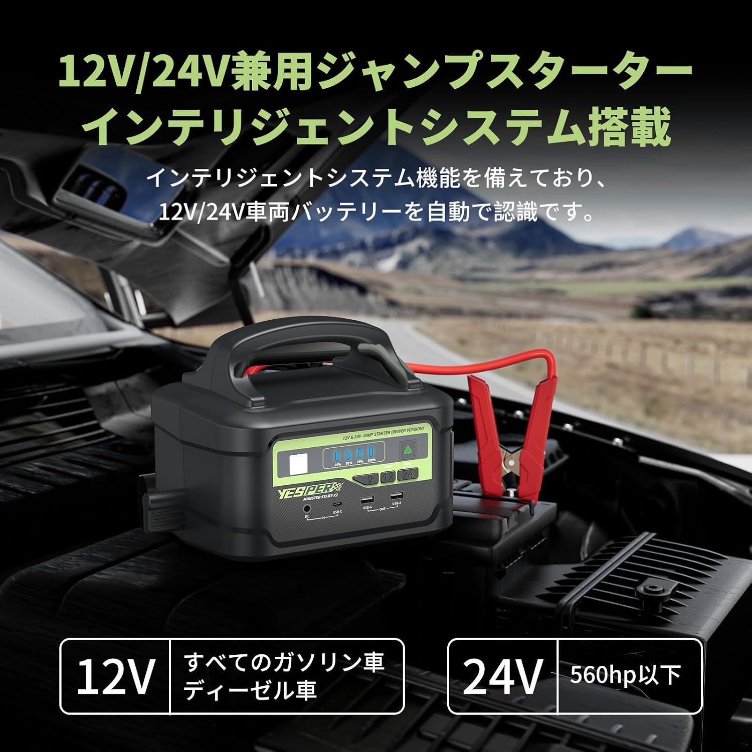 YESPER Monster Start X2 12V/24V Compatibility