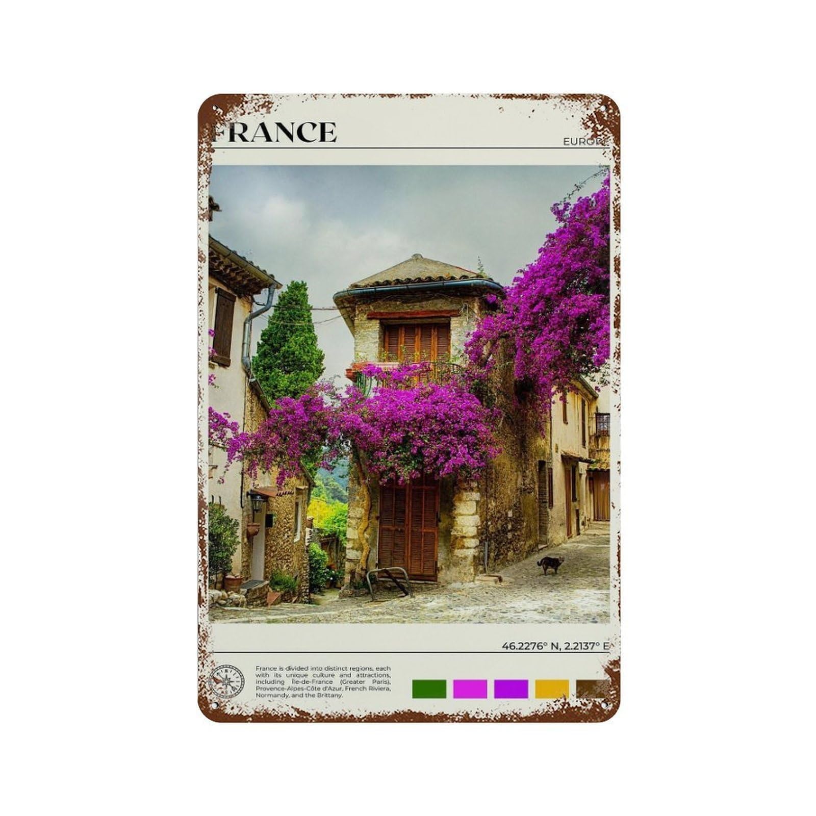 xiaoxiaoshen Real Photo France Decor Paris Europe Wall Decor Art Metal Tin Poster Modern Home Decor Art Home Bar Shop Decorations Vintage Sign 30x20cm