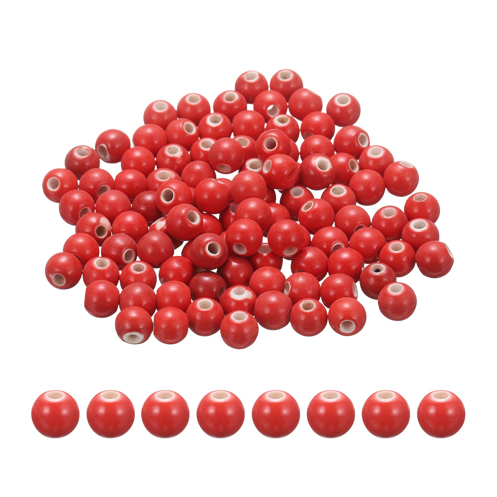 Perles en céramique rouge pour bracelet fait main et ateliers de bijoux DIY créatifs