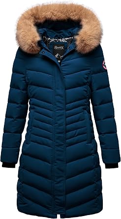 REPUBLIX Damen Gefütterte Dicke Glanz Winter Jacke Mantel Parka mit Kapuze RJ-8015