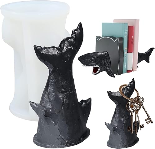 Miniatura 9 de FUNSHOWCASE Moldes de resina de tiburón de silicona epoxi para animales acuáticos, criatura subacuática para bomba de baño, bandeja, soporte para