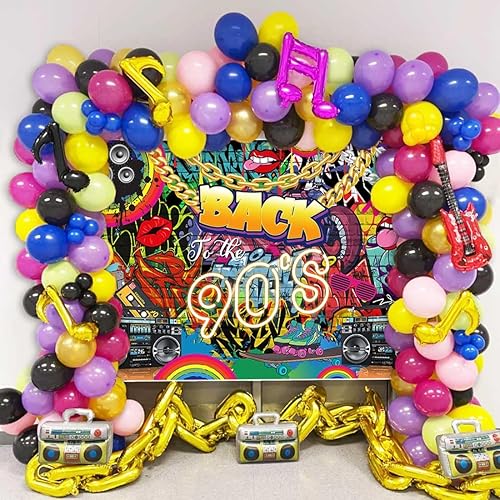 Miniatura 2 de Sensfun Fondo de Back to The 90'S Backdrop Hip Hop Graffiti Pared de ladrillo Retro Radio Fotografía Fondo Disco Rock Música Danza Cumpleaños 90