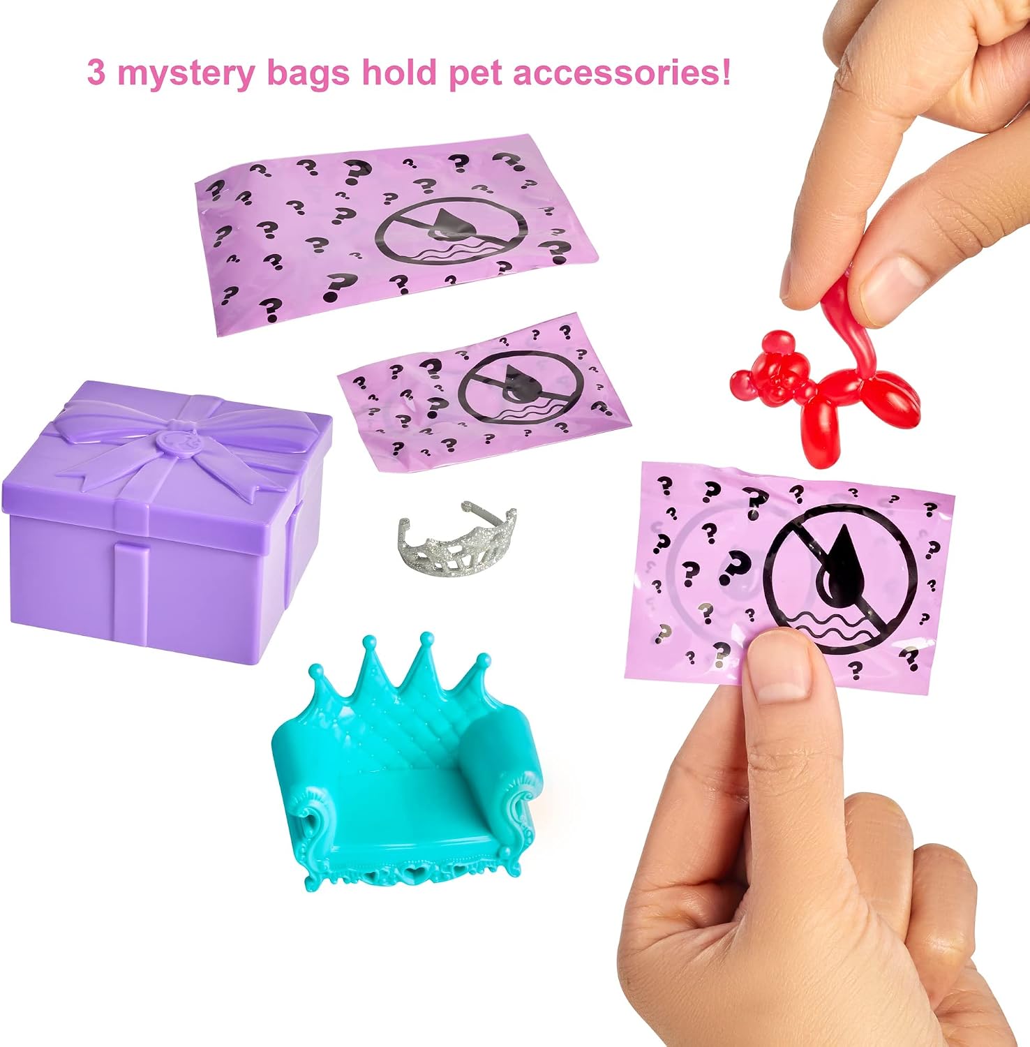 Barbie Color Reveal Pet, with Blue Metallic Coating & 5 Surprises, Party Series(1 Pet, 4 Accessories), Small - Image 3