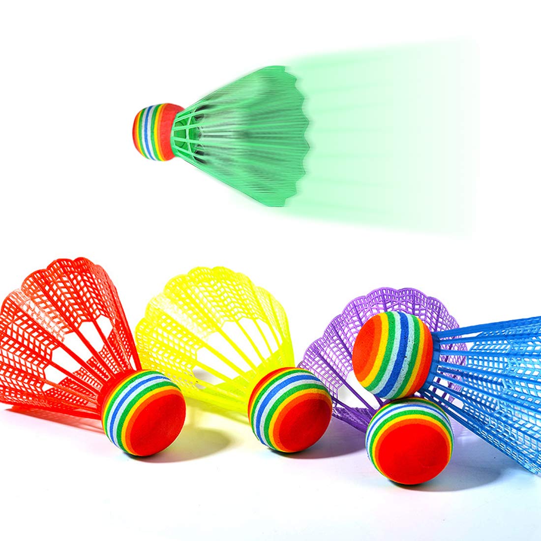 10 Volants Badminton Plastique Hybrides Multicolores - Balles D'Entraînement Intérieur Extérieur