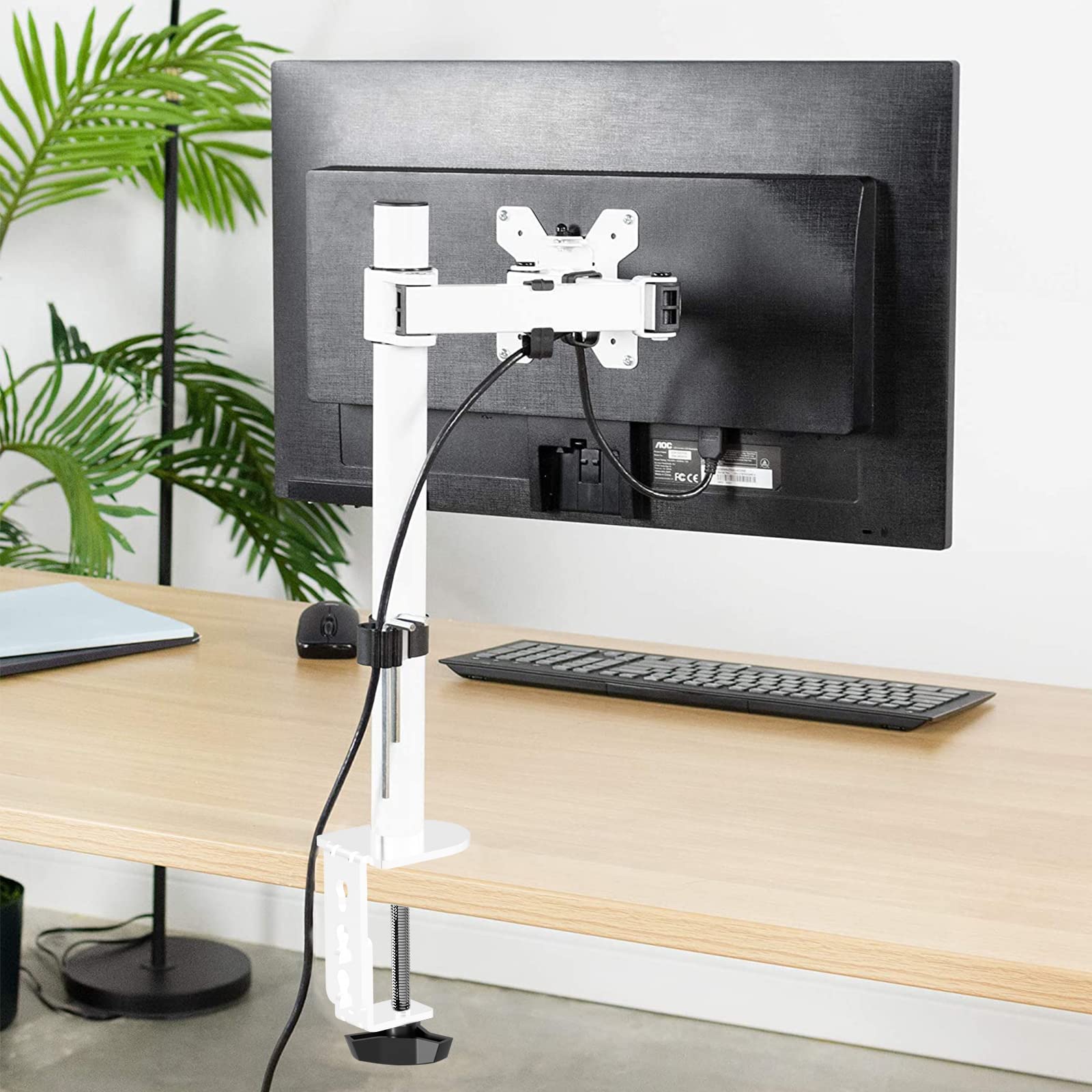 Suptek braccio per monitor singolo da scrivania supporto per schermi LED LCD da 13-27 pollici supporti per monitor per PC fino a 10 kg VESA 75/100 mm bianco MD9421W