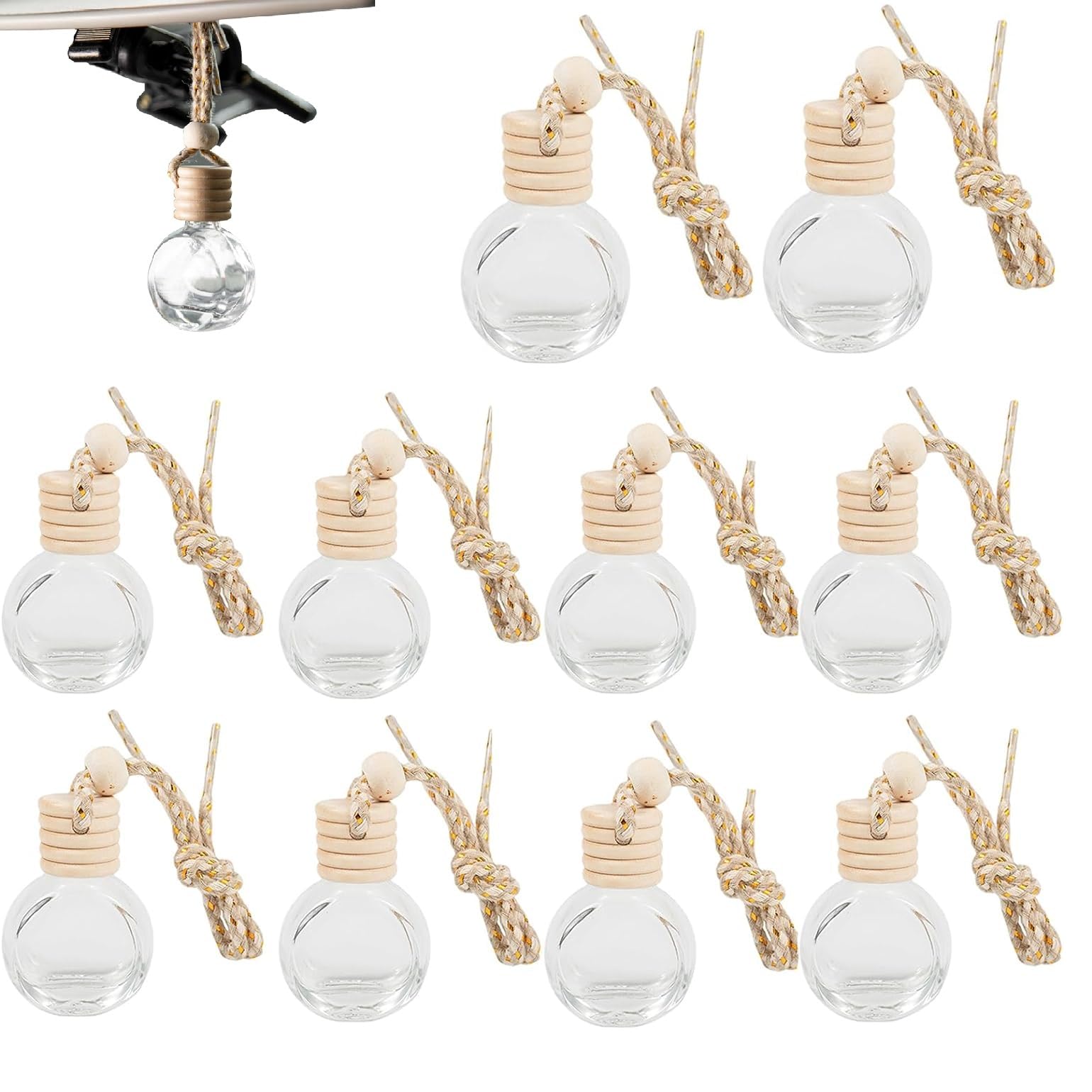 10 Diffusori Auto Vetro Nero - Ricaricabili Con Oli Essenziali - Profumatore Macchia Da Appendere - Foto 8