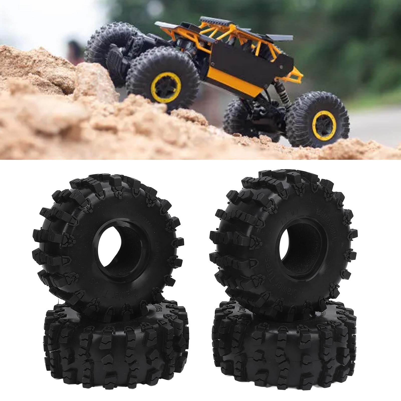 RiToEasysports 4 szt. Opony do Samochodu RC, Plastikowa Zwiększona przyczepność Lepsza Obsługa Antypoślizgowa Opona Koła do Osiowego Samochodu Gąsienicowego 1/10 RC