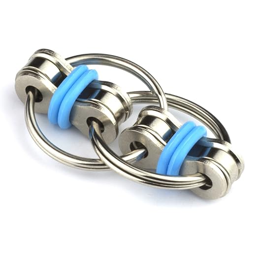Tom's Fidgets Original Flippy Chain Fidget Toy - Perfect for ADHD, Anxiety, and Autism - Bike Chain Fidget Stress Reducer for Adults and Kids (Double Blue)