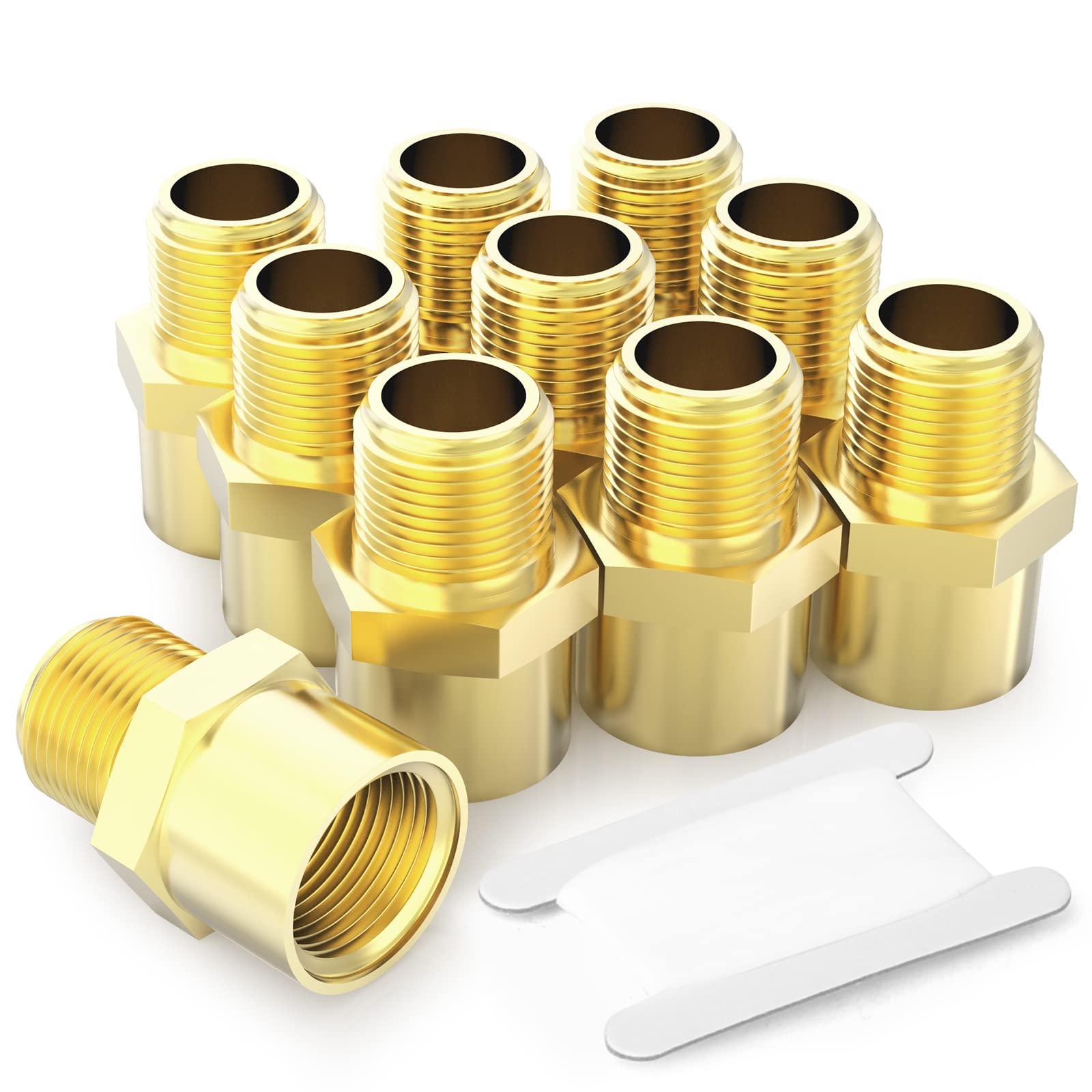 Buy TAISHER 10PCS Brass Pipe Fitting, Adapter, 1/4" NPT Male x 1/4" G