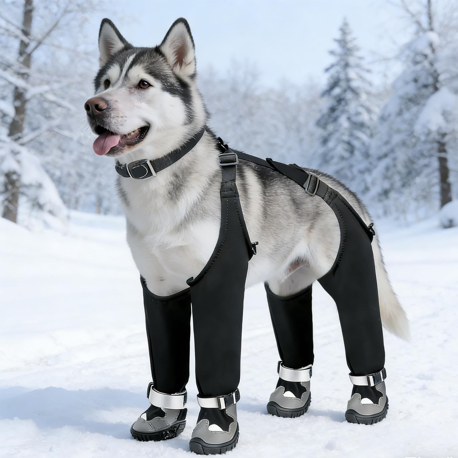 Buty Śnieżne Dla Psów Regulowane Wodoodporne Oddychające Antypoślizgowe