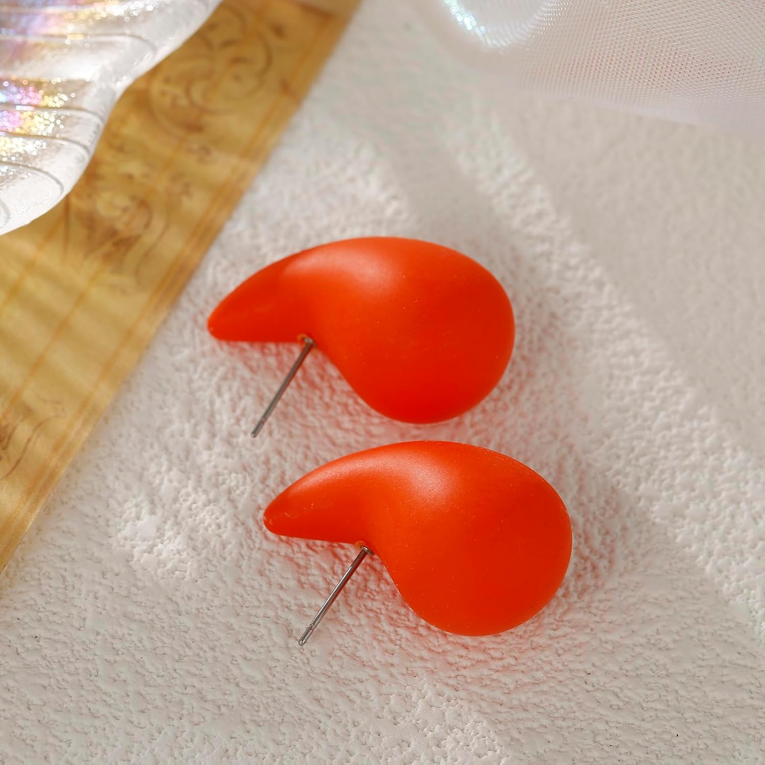 Chunky Acrylic Hoop Earrings, Lightweight Waterdrop Hoops Earrings, Hypoallergenic Trendy Jewelry for Women - Image 4