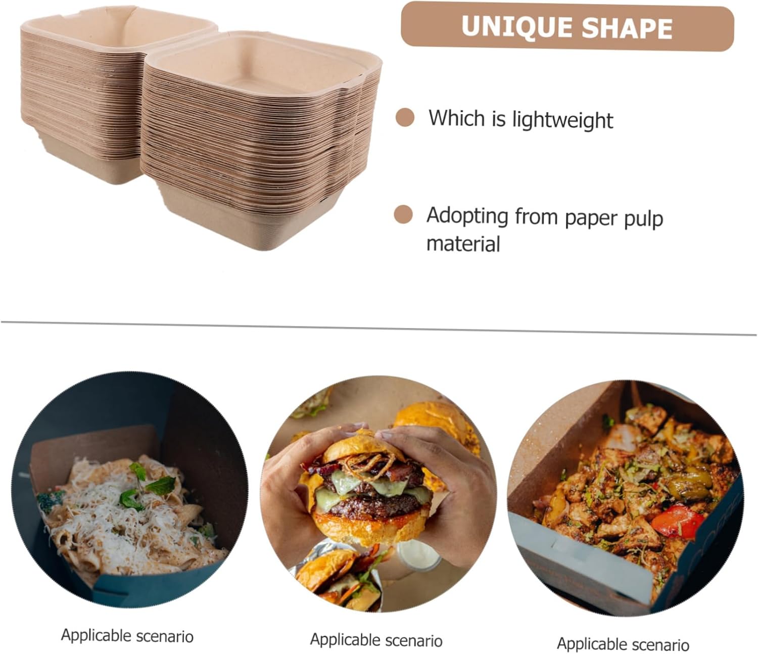 PRETYZOOM 50pcs Disposable Burger Packing Boxes Stackable Takeaway Containers for Food Storage Lightweight and Practical Storage for Parties Home and Restaurants