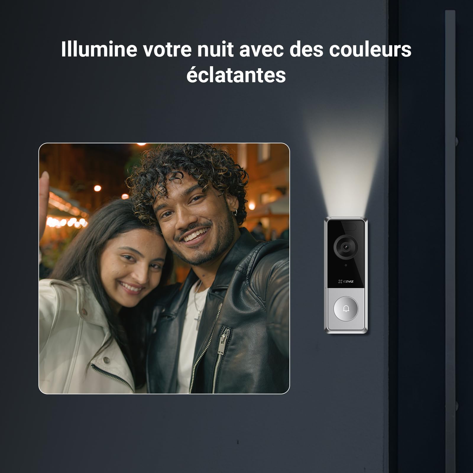 EZVIZ Sonnette sans Fil Exterieur Etanche Caméra 3K 5MP, Batterie 9,600 mAh, Vision Nocturne Couleur, Détection Humaine, Audio Bidirectionnel, WiFi 6 CP8