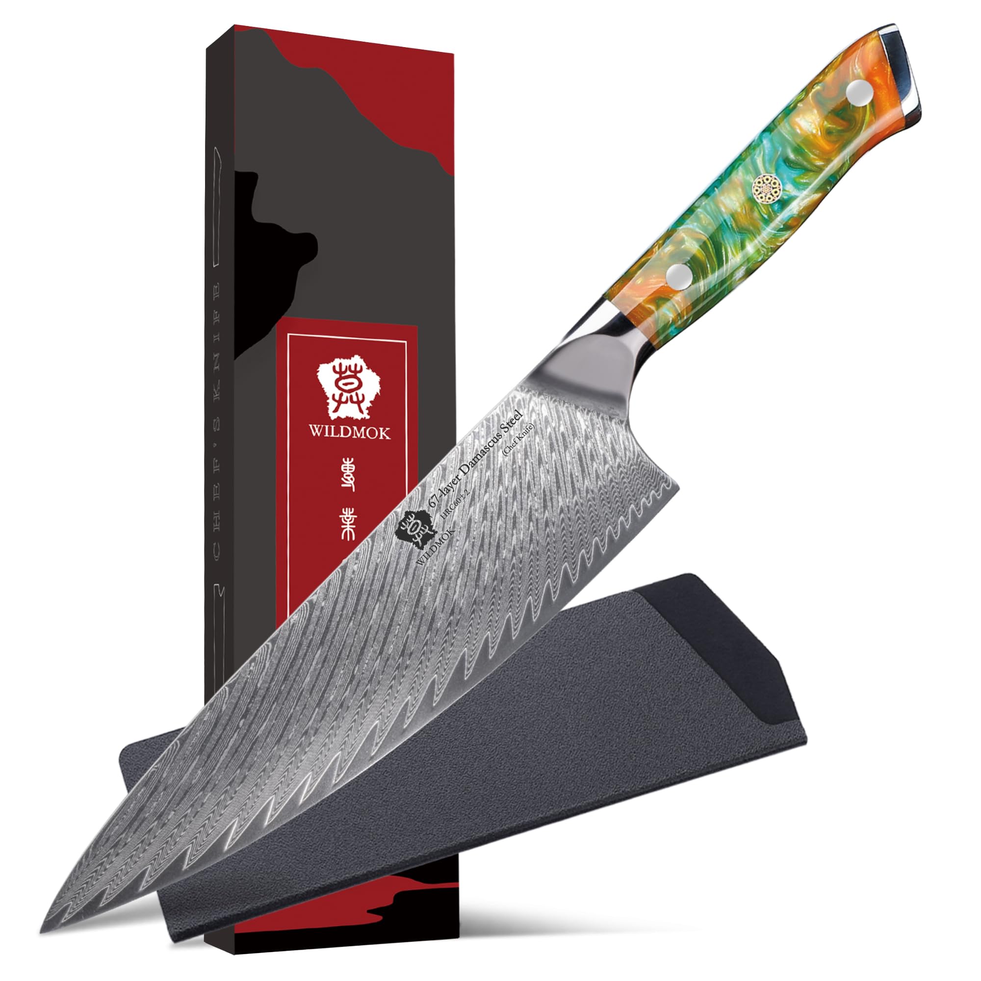WILDMOK 8 inch Japanese Damascus Steel Chef Knife