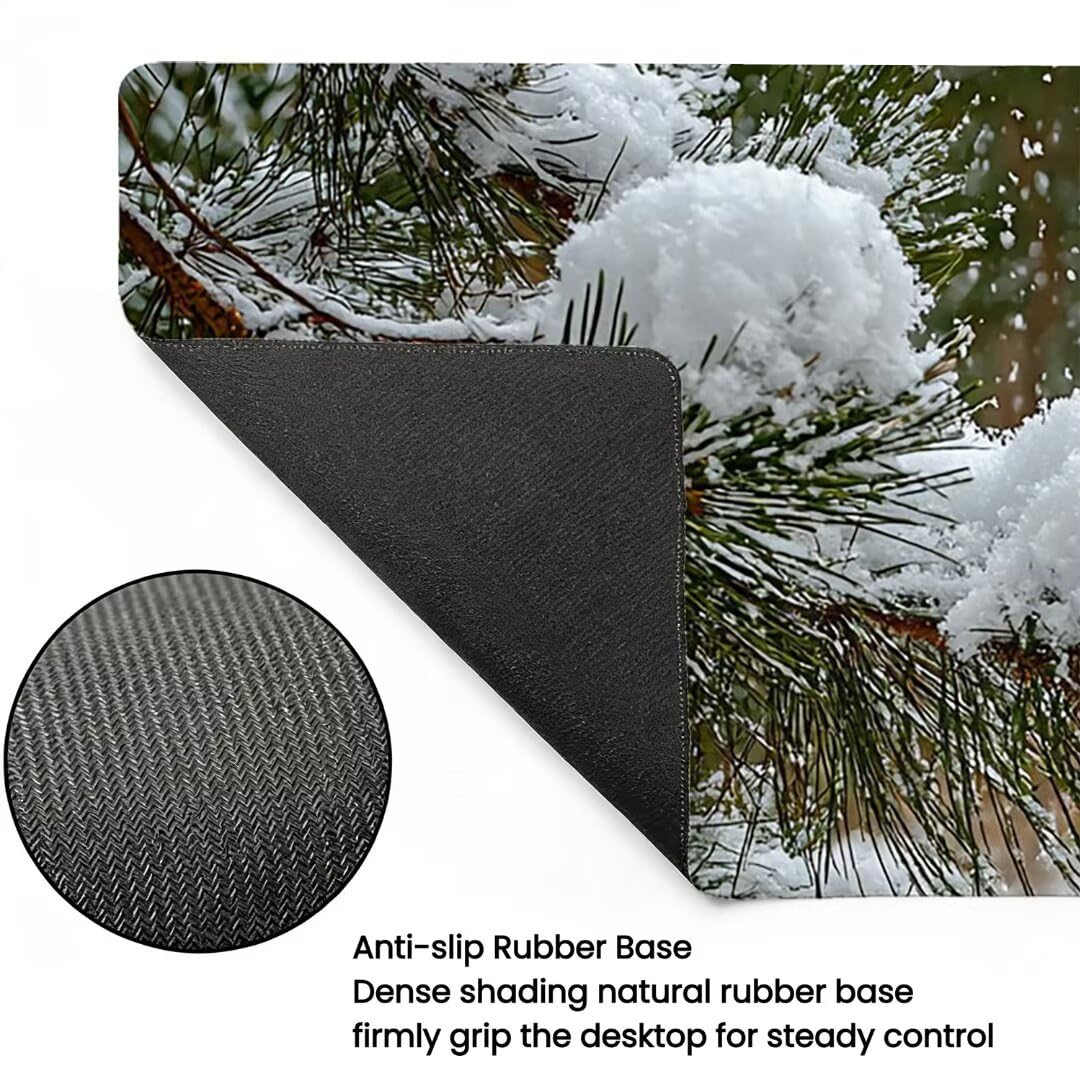 Zimowa podkładka pod mysz XXL - 1600x800x3mm - krajobraz Duża mata na biurko z przeszytymi krawędziami Wodoodporna antypoślizgowa do komputera, laptopa poprawia precyzję i szybkość. -36586