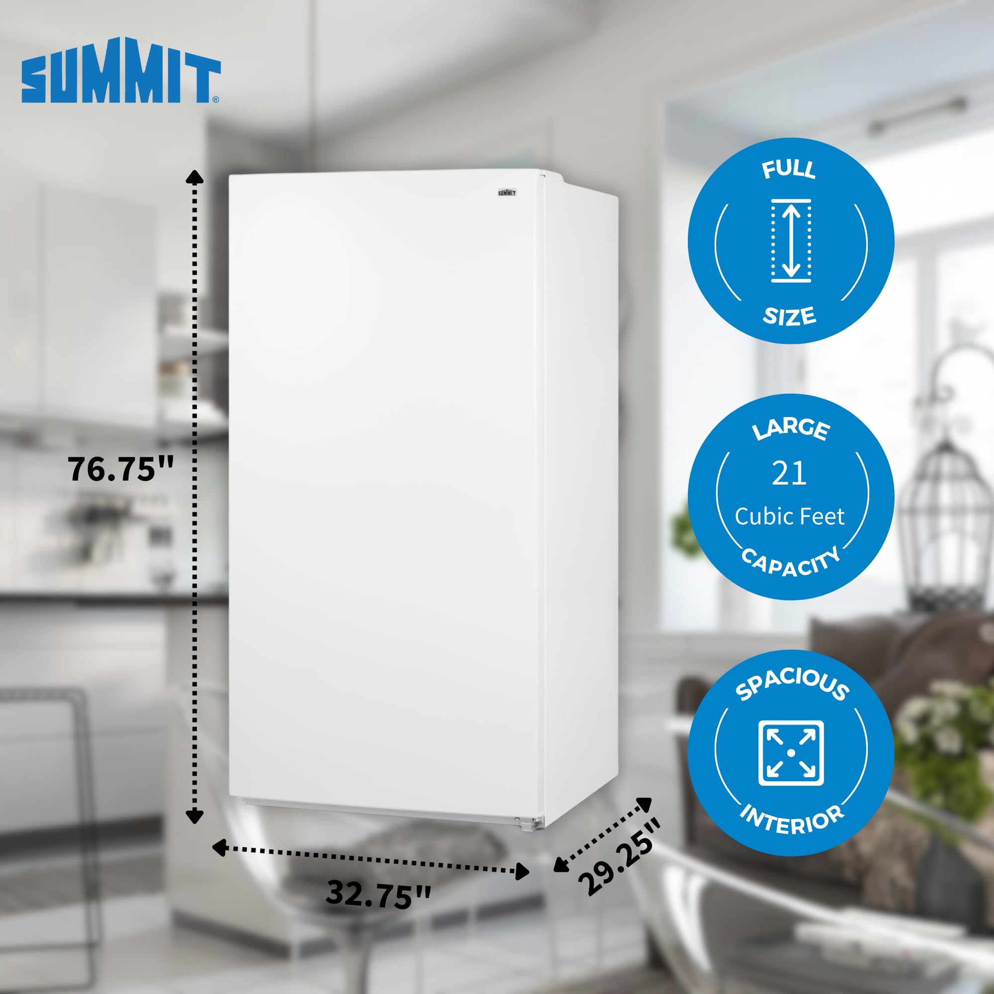 Summit Uf22w 33” Inch Wide Convertible All Freezer/Refrigerator, Frost Free, Garage-Ready Freezer Design, Touch Panel Thermostat, Door Storage, Adjustable Shelves on Fridge.com - View 2