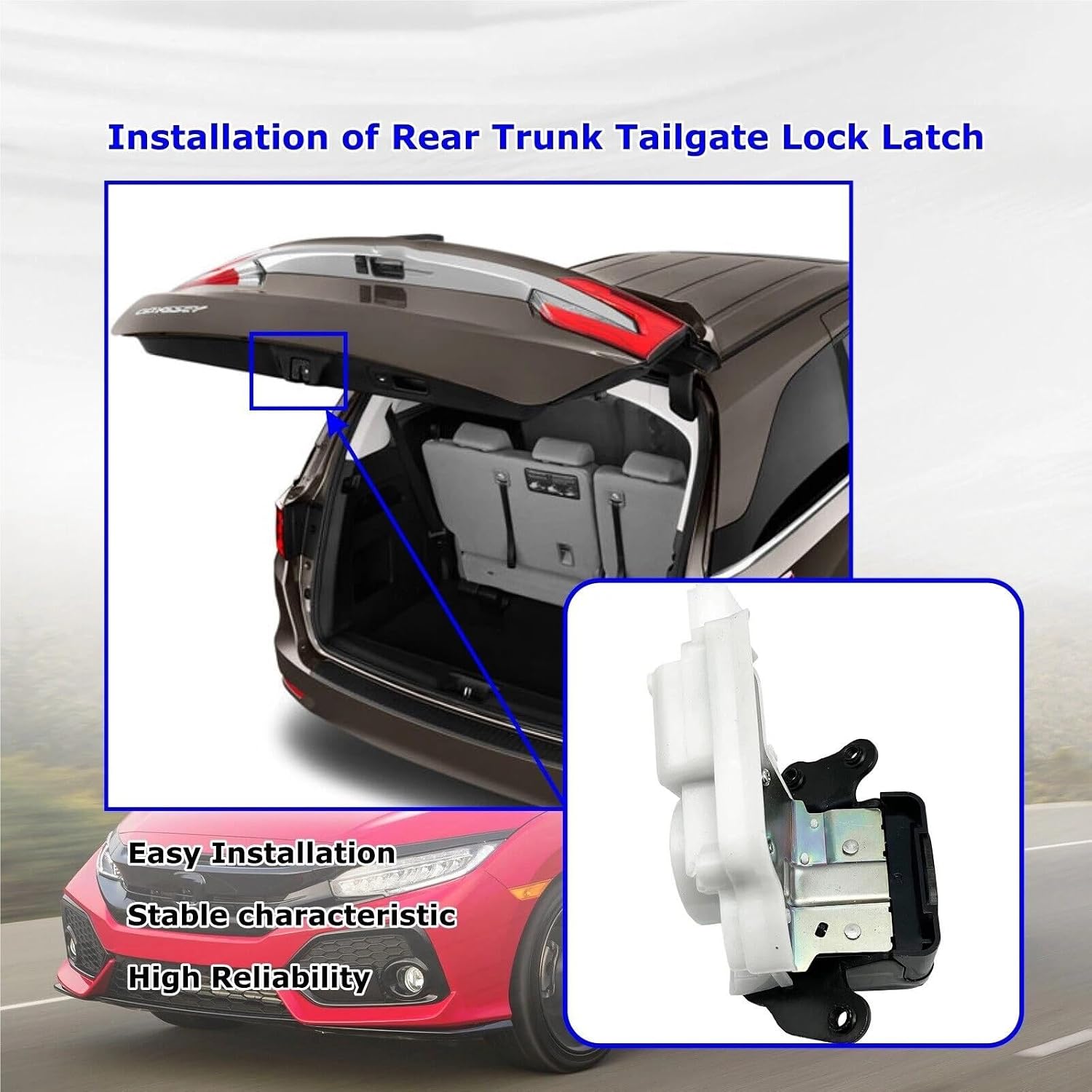 74800-TLA-A01 Car Rear Trunk Lock Latch Actuator Tailgate Liftgate Compatible with Honda Civic 2017-2020 2018-2021