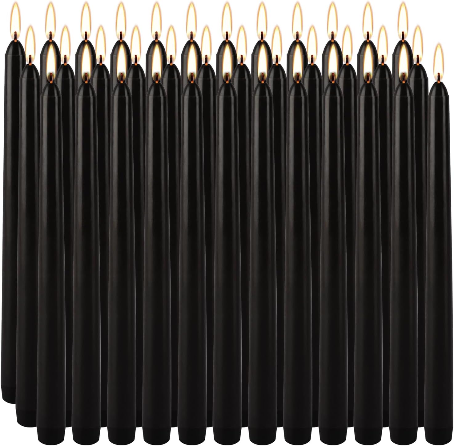 36-Pack 10-Inch Black Taper Candles - Drip-Free Unscented, Long Burning for Dinner Parties, Halloween, Home Decor, Spells & Rituals, Meditation, Prayer (25.4 cm) 10"36pcs-Black