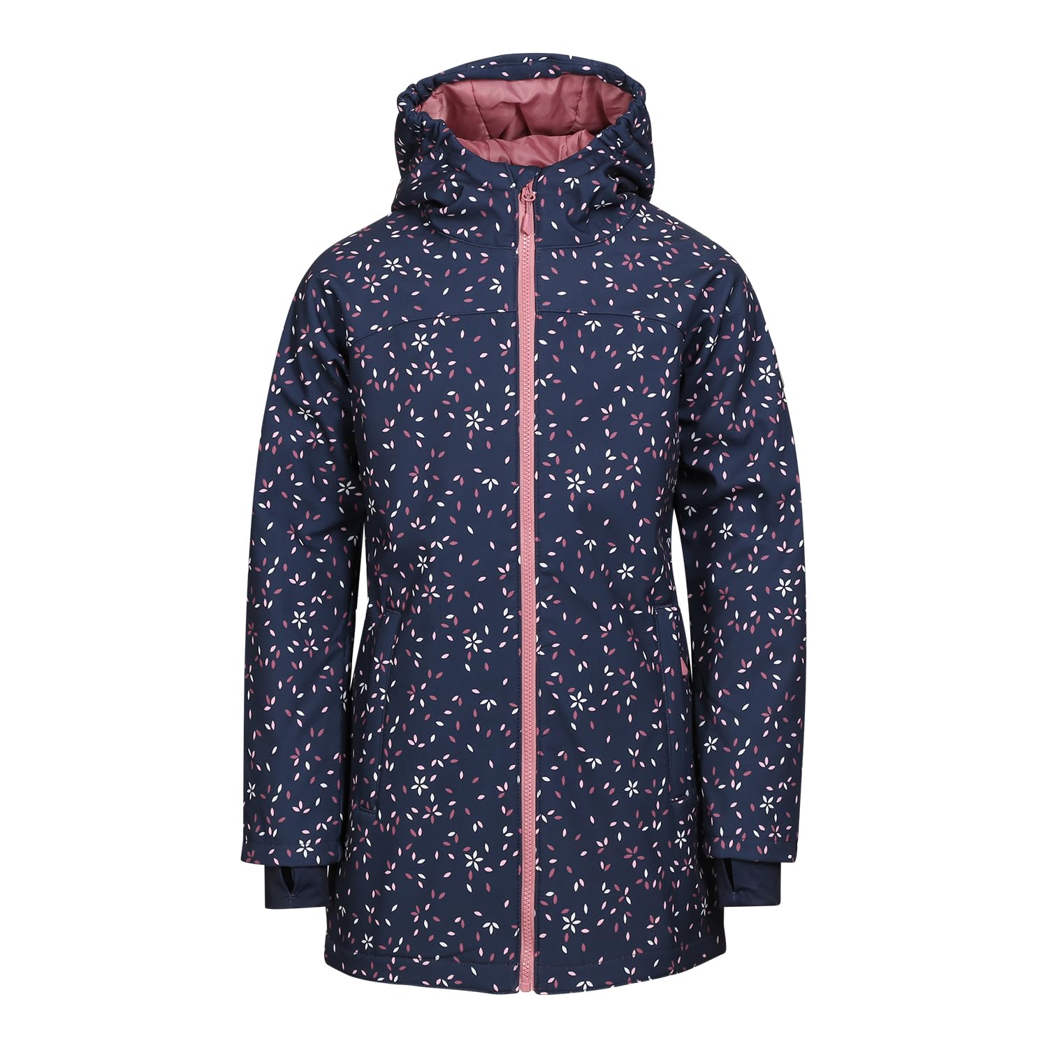 ALPINE PRO ILEMO Mädchen Softshell Winterjacke, Wintermantel mit Kapuze, Wärmender Mantel, Wasserdichter, Atmungsaktiver und Außergewöhnlich Warmer Mantel mit reflektierende Elemente