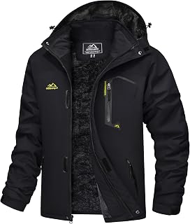 MAGCOMSEN Men's Water Resistant Winter Ski Jacket Fleece Lined Warm Parka with Hood Multi-Pockets for Snow Hiking