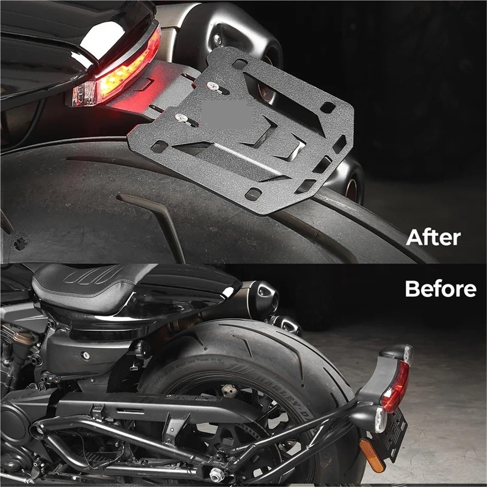 Tablica rejestracyjna motocykla Uchwyt tablicy rejestracyjnej motocykla z lampką sygnalizacyjną LED, pasuje do Sportster S 1250 2021-2025