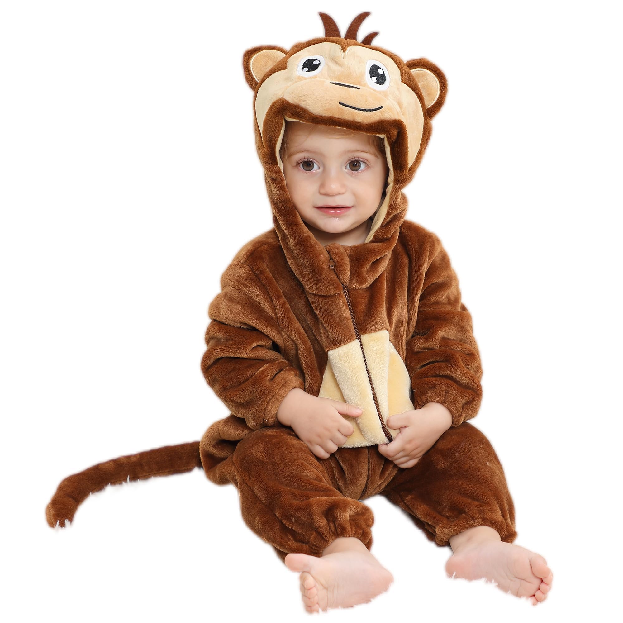 Tuta Invernale Unisex con Cappuccio per Bambino Animale 2-36 Mesi
