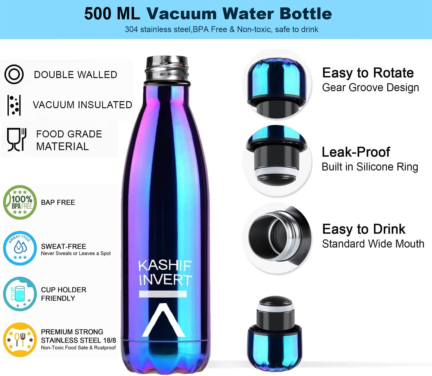 UV Stainless Steel Water Bottle – BPA Free Double Walled Vacuum Flask ...