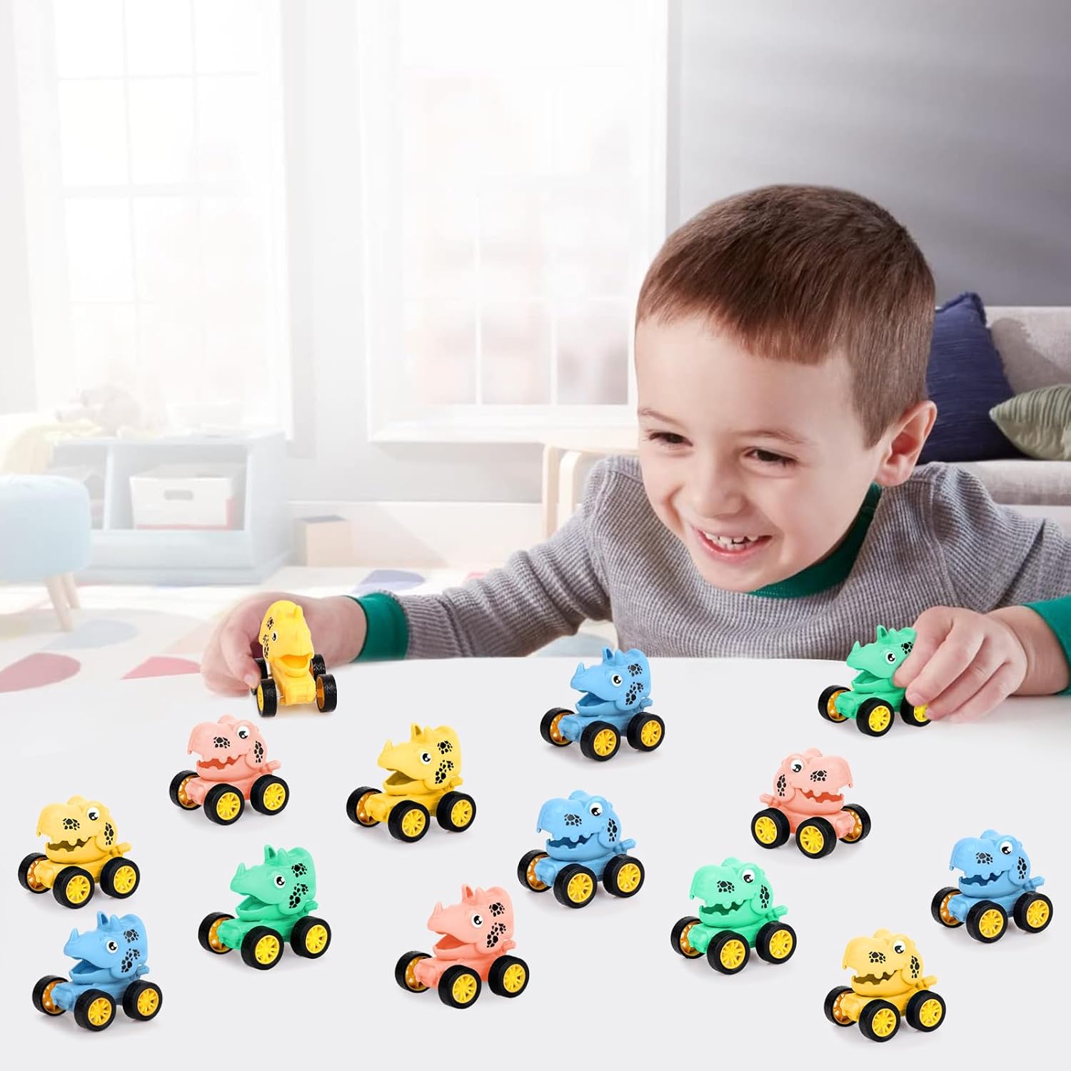 20 Pack Dinosaur Pull Back Car for Classroom Prizes, Party Favors for Kids Toddlers 4-8 Years Old, Bulk Pull Back Car Toys for Carnival Prizes, Treasure Box Toys, Pinata Fillers, Goodie Bag Stuffers