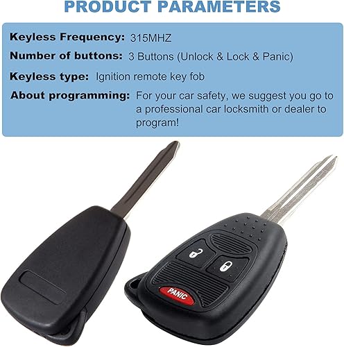 Miniatura 4 de ECCPP 2 llaveros 04-12 para Jeep Grand Cherokee Commander Compass para Chrysler 200 300 Aspen PT Cruiser Sebring para Dodge Ram 1500 2500 3500